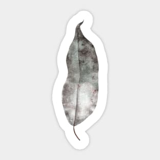 Handpainted watercolor dry tree leaf with spots Sticker